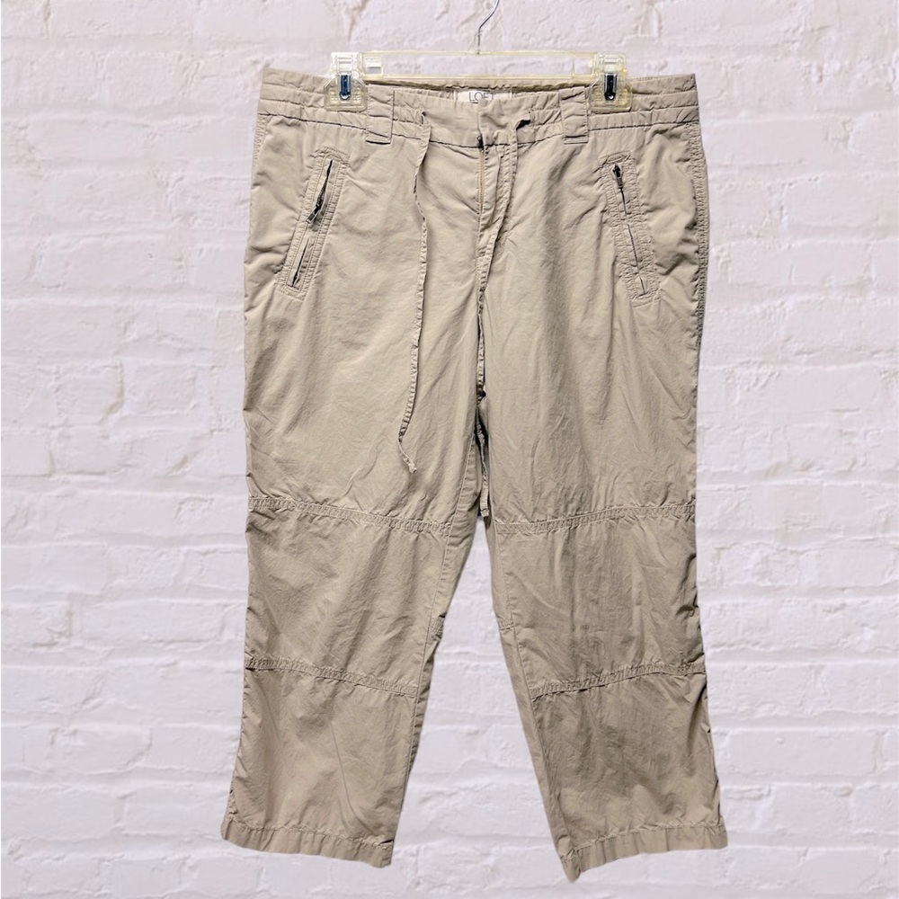 LOFT tan crop cotton utility casual pants sz 8